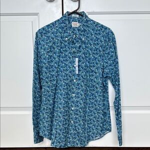 J. Crew Blue Casual Button Down Shirt with Floral Print